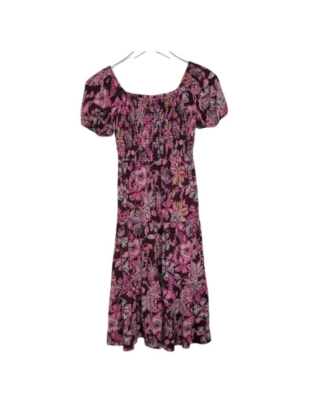 Lilly Pulitzer Floral Mini Jilly Sleeved Midi Dress Girls Size Large Purple Cott